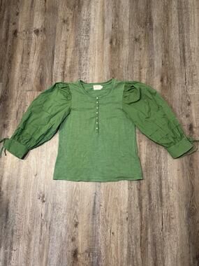 Nation LTD Women's Dixie Poplin Sleeve Henley Size Small